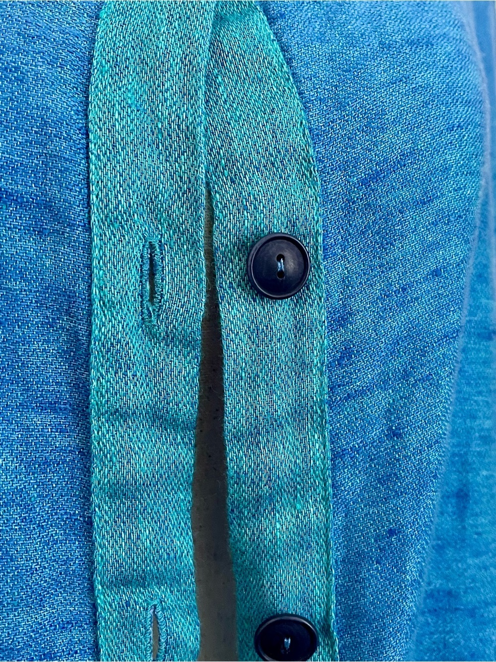 FLAX Size S 100% Linen Long Cardigan Duster Blue Lithuania - Picture 4 of 7